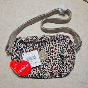 Kipling Leopard Print Small Shoulder Crossbody Bag NWT Nylon